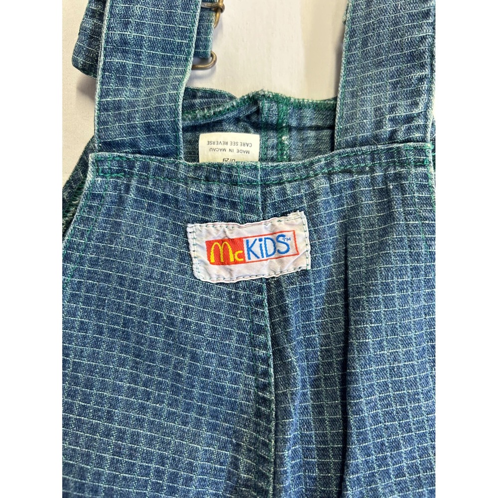 Vintage McKids Sears Denim Overalls 24 Months Blue Green Grid Snap Leg 90s - Picture 4 of 8